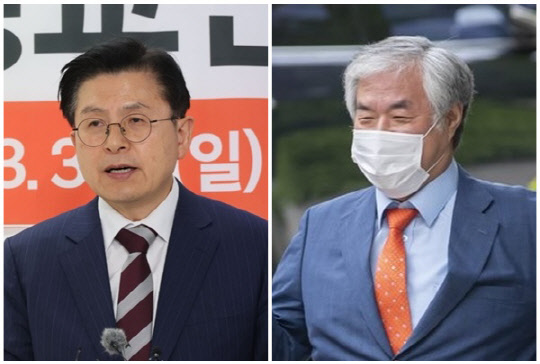 황교안(왼쪽) 국민의힘 대표 후보와 전광훈 사랑제일교회 담임목사. <연합뉴스>